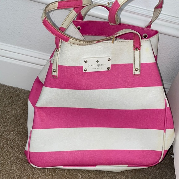 Kate Spade pink white striped purse - Picture 2 of 9